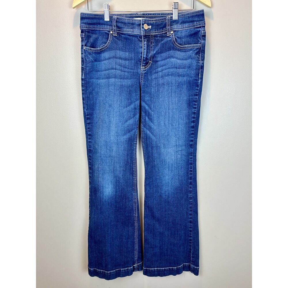 WHBM Blanc Bootcut Jeans Womens 8 Mid Rise Dark Wash Denim Trousers Y2K Western